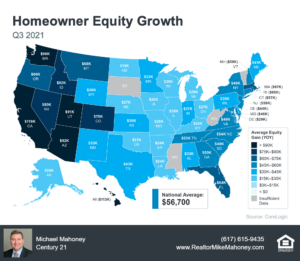 Map of Equity Gains in the US 2021