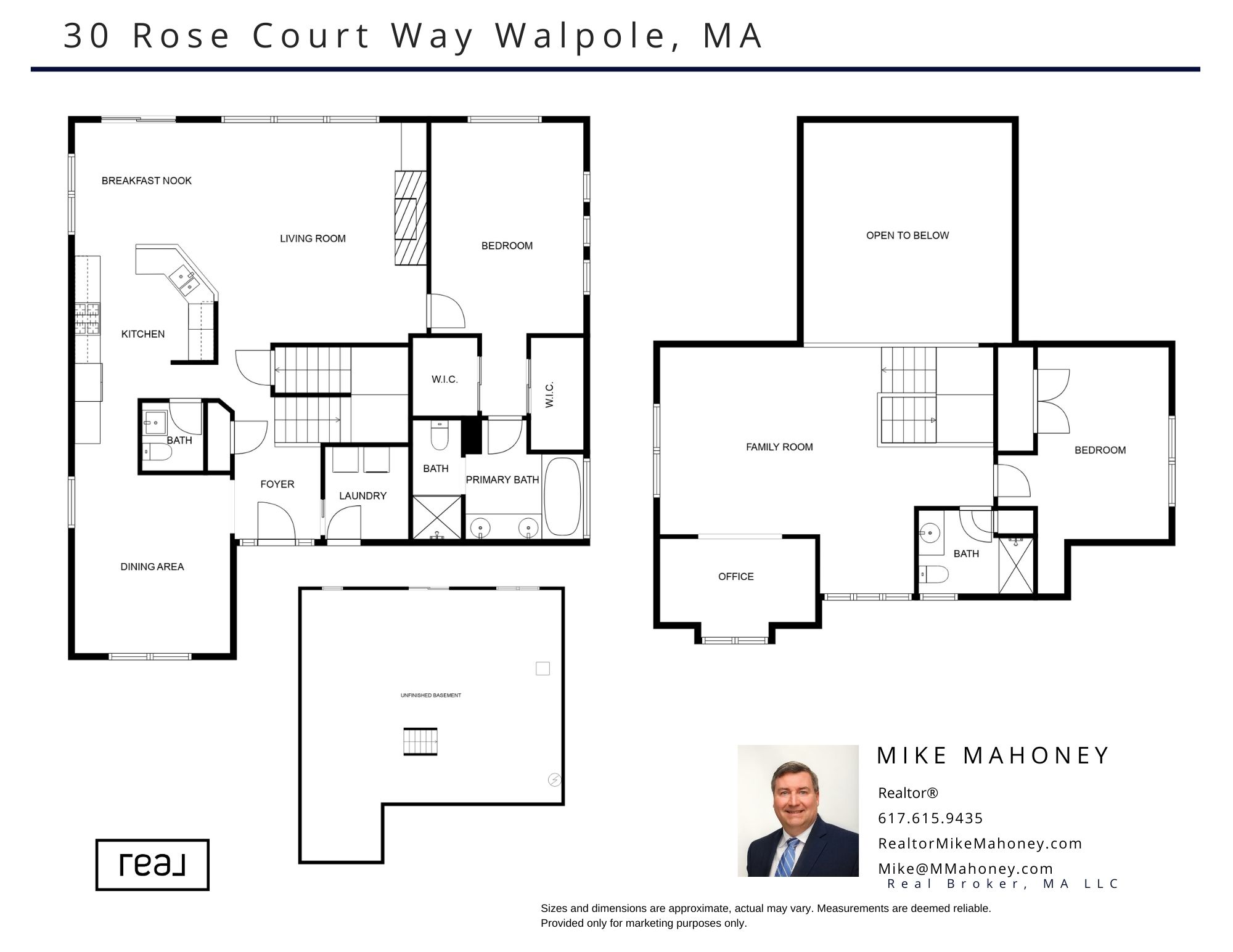 Floor plan for 30 Rose Court Way in East Walpole MA 02032 at the Riverwalk Commons complex.