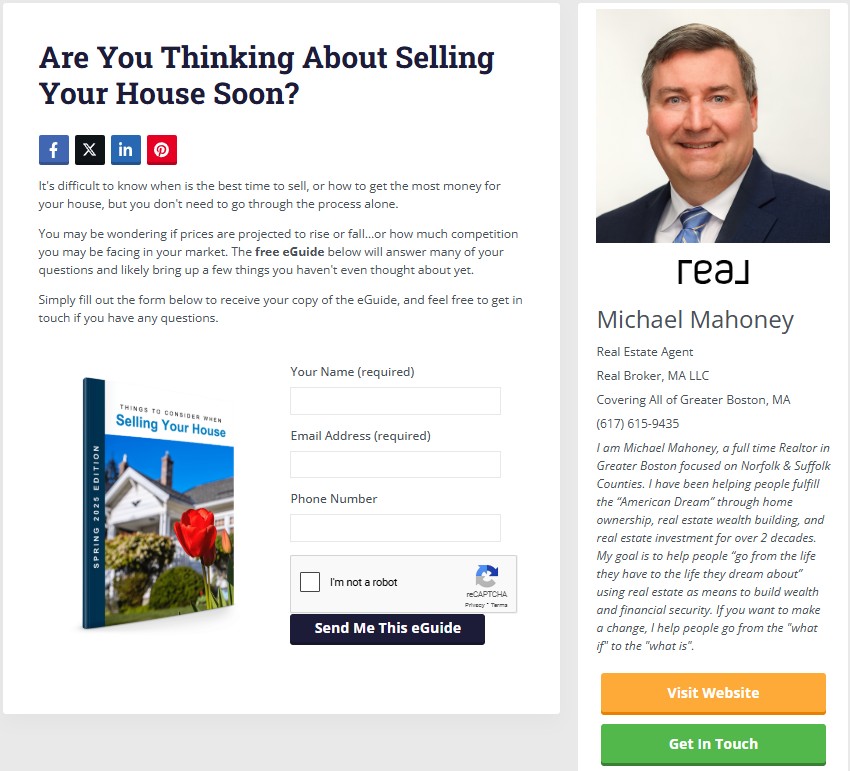 Picture of Spring 2025 Real Estate Seller Guide being offered by Michael Mahoney of Real Broker, MA LLC