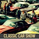 Picture of People in the Parking Lot off main street in Walpole looking at the classic car show