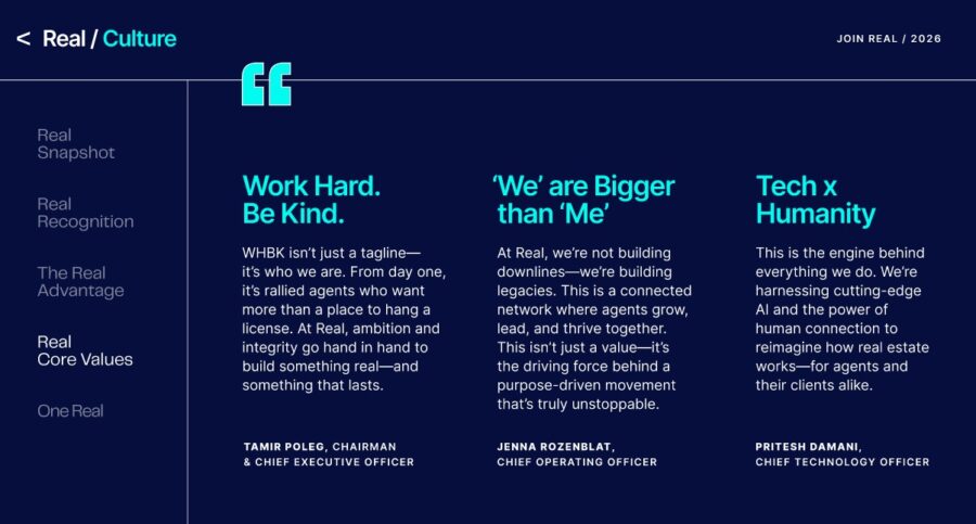 Work hard be kind is the mantra at Real Broker